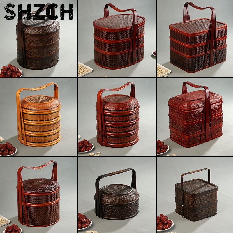 Bamboo Picnic Basket with Lid  - Snacks Food Hamper Basket review and price