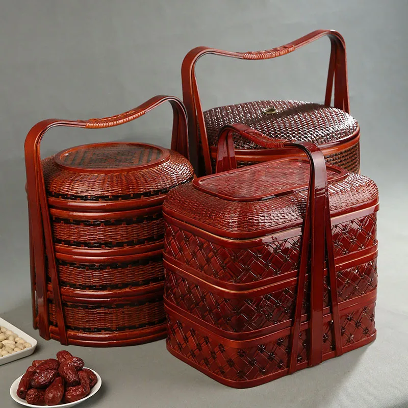 Bamboo Picnic Basket with Lid  - Snacks Food Hamper Basket review and price