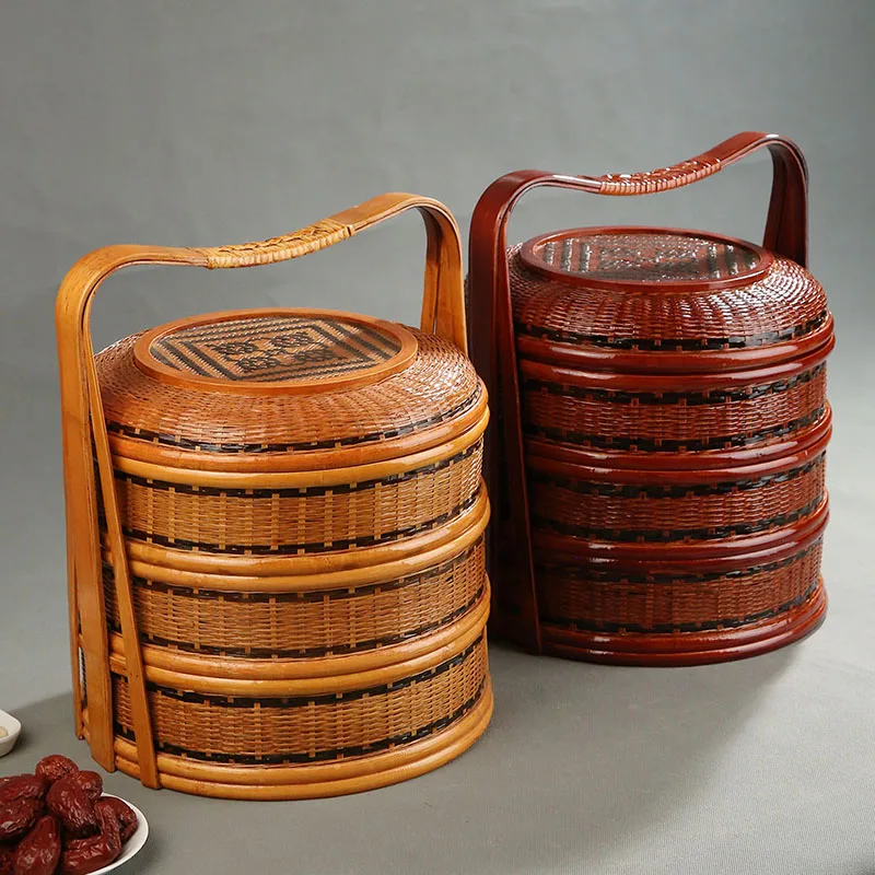 Bamboo Picnic Basket with Lid  - Snacks Food Hamper Basket review and price