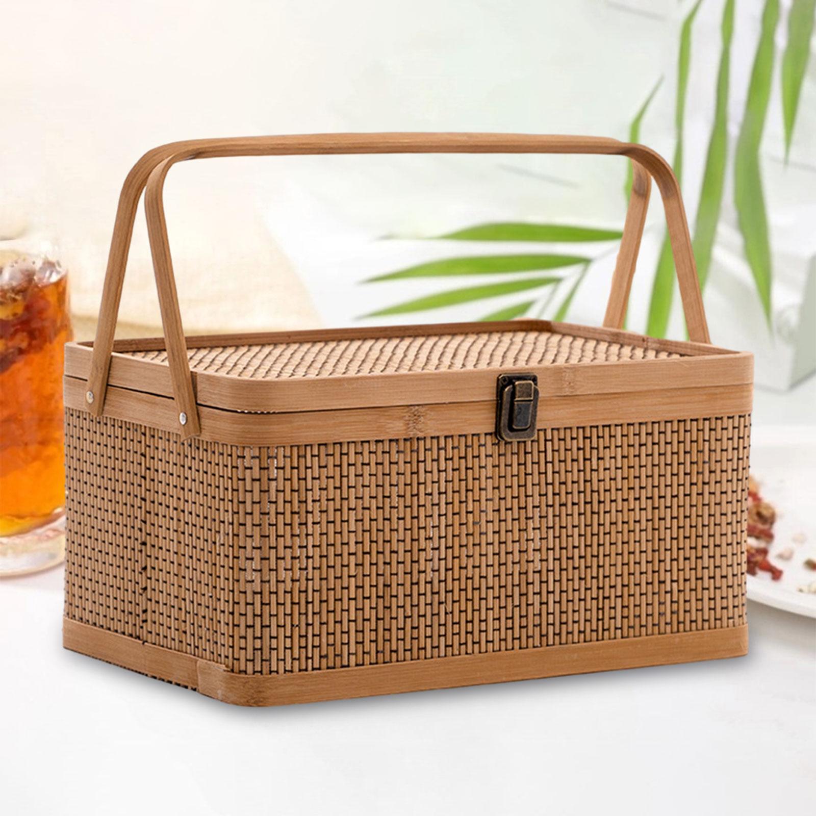 Handcrafted Bamboo Picnic Bask - Snacks Food Hamper Basket review and price