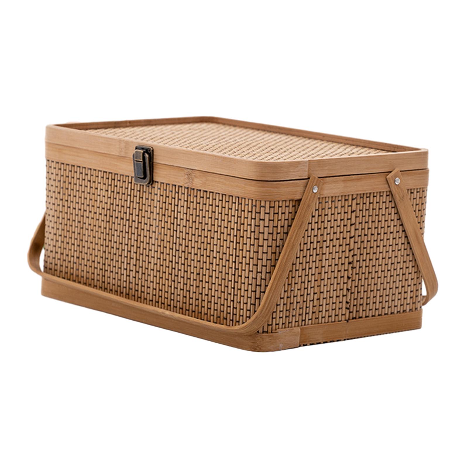 Handcrafted Bamboo Picnic Bask - Snacks Food Hamper Basket review and price