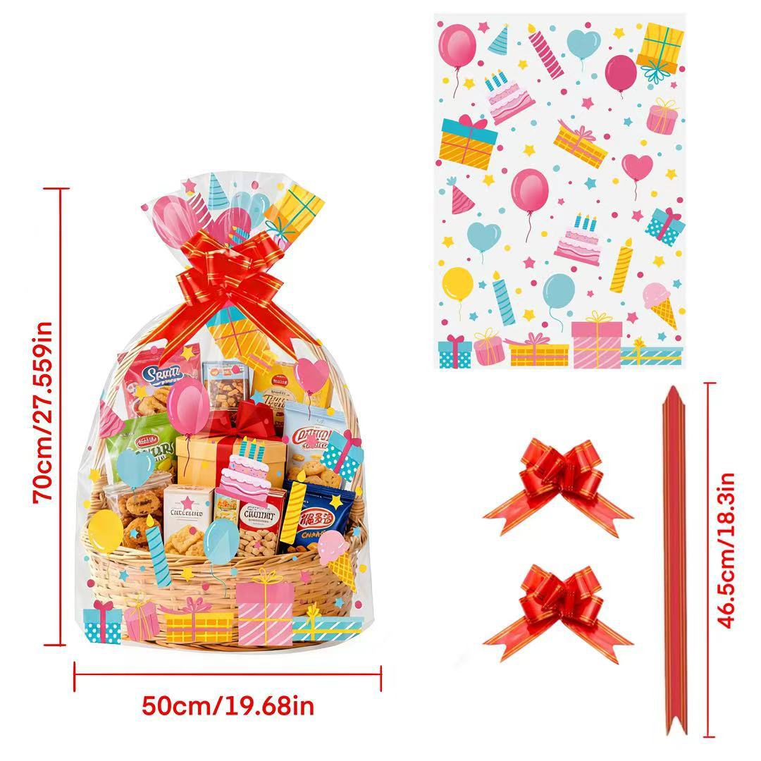 20pcs Birthday Print Clear OPP - Snacks Food Hamper Basket review and price