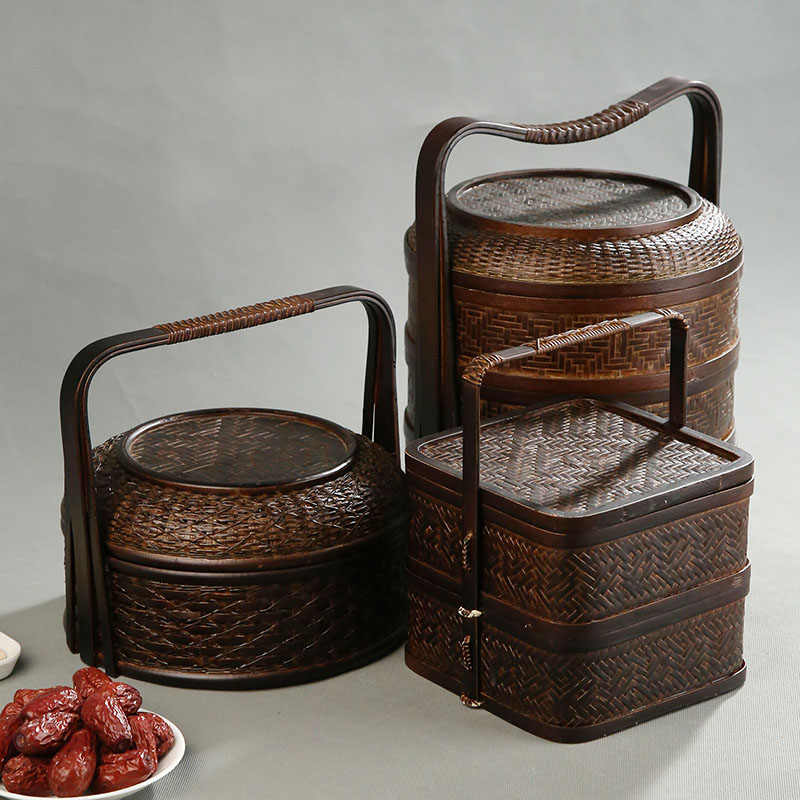 Bamboo Picnic Basket with Lid  - Snacks Food Hamper Basket review and price
