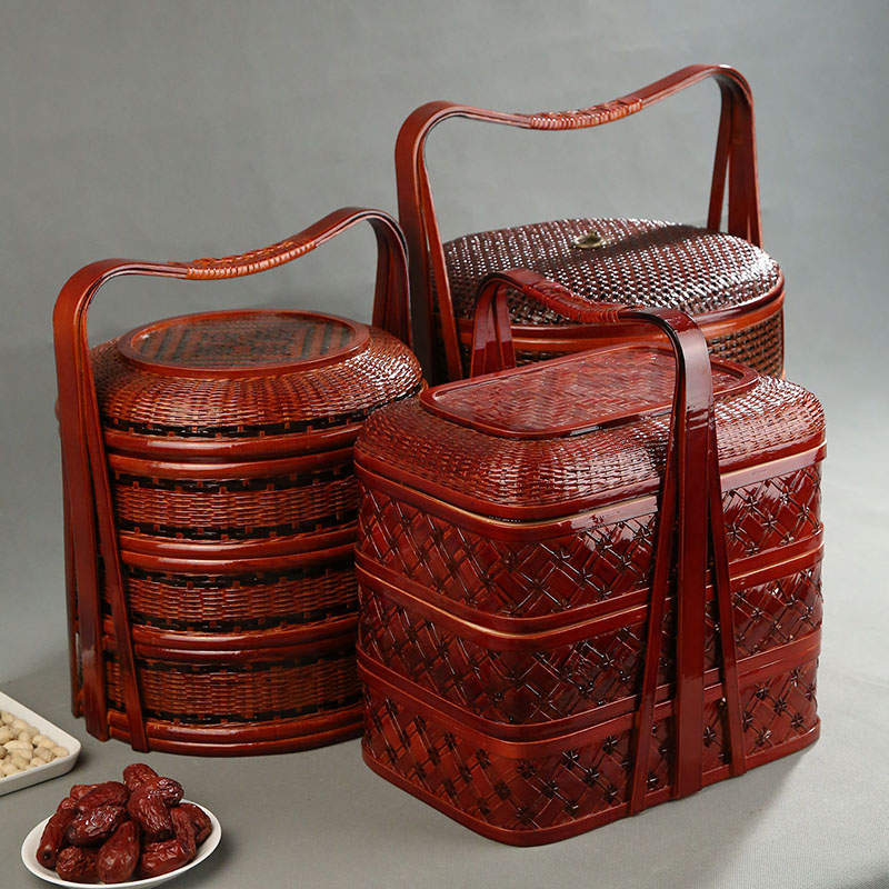 Bamboo Picnic Basket with Lid  - Snacks Food Hamper Basket review and price